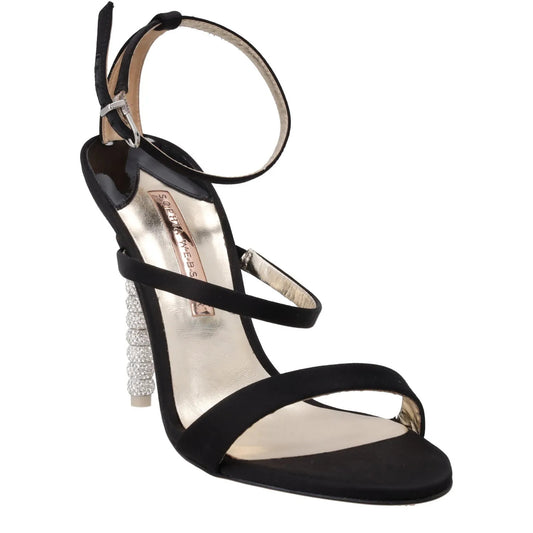 SOPHIA WEBSTER Rosalind Crystal Sandals Black Satin Leather Lining UK 6.5 RRP500 — View 2