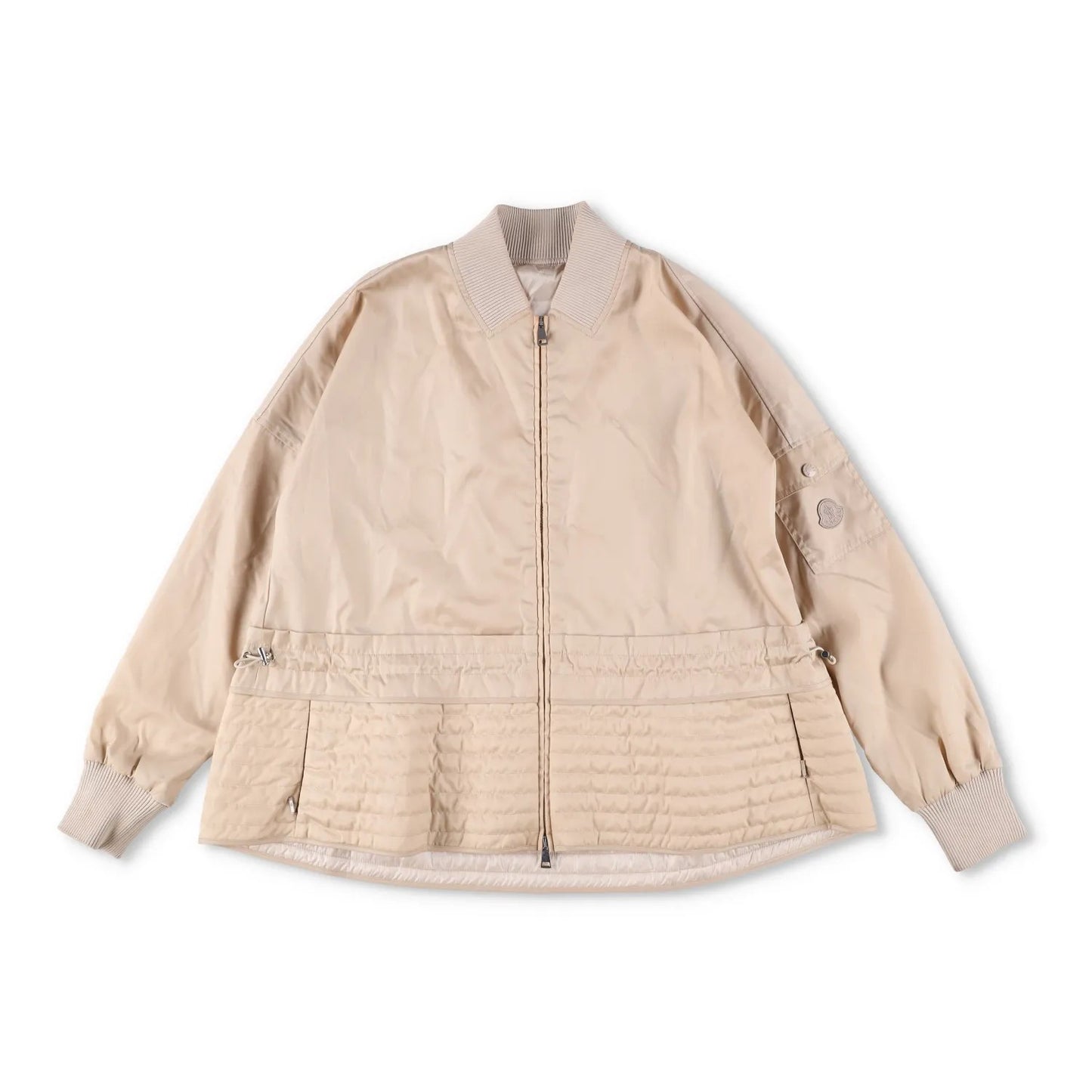 MONCLER Womens Bomber Jacket Beige Nylon Long Sleeve Quilted Zip RRP 1200 — View 5