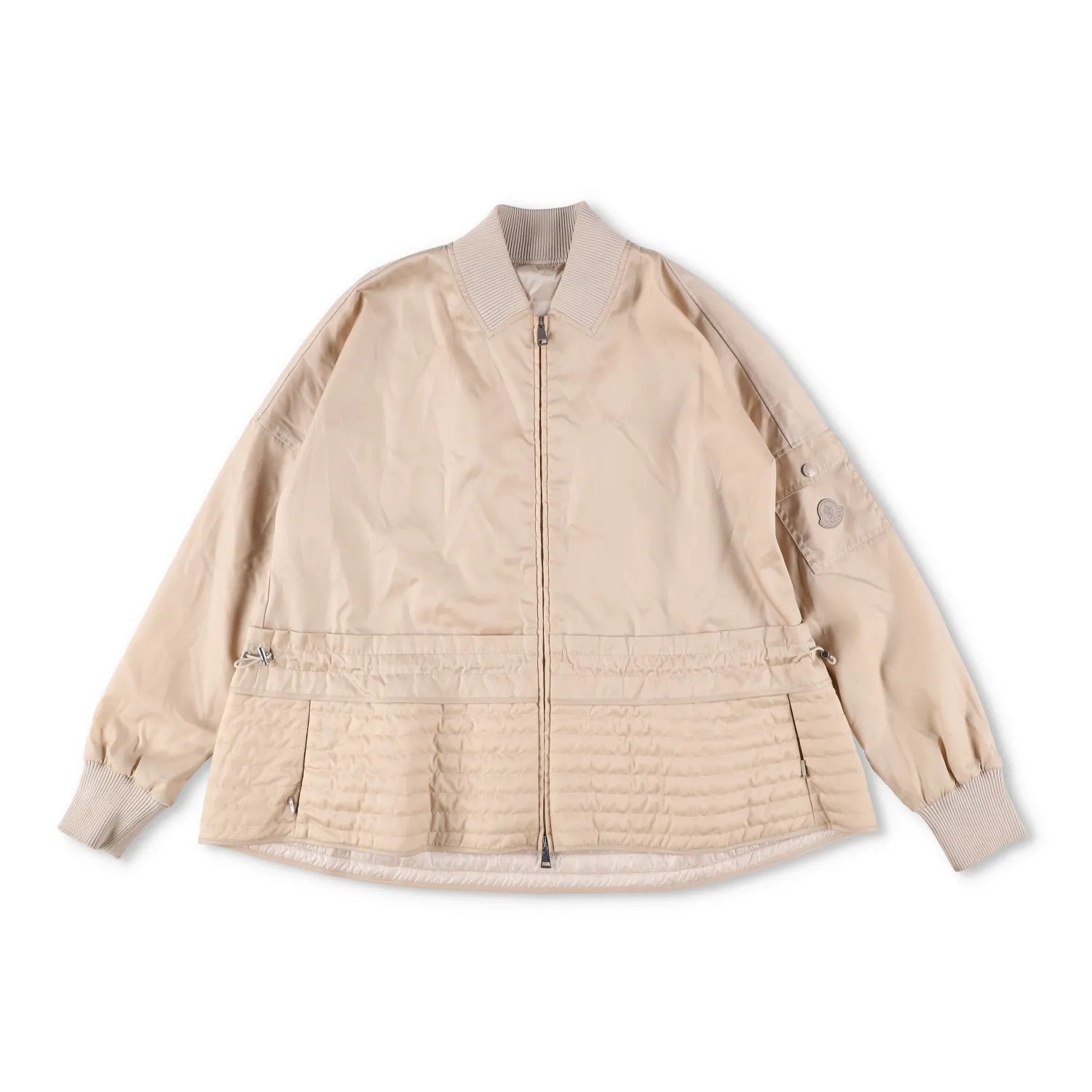 MONCLER Womens Bomber Jacket Beige Nylon Long Sleeve Quilted Zip RRP 1200 — View 5