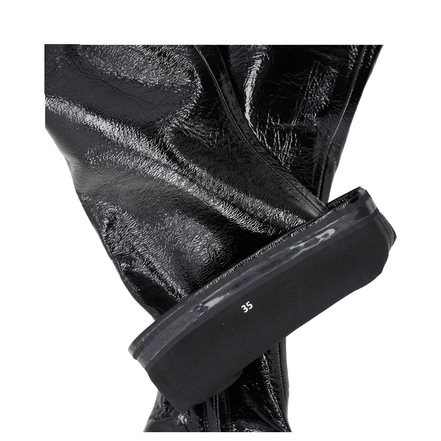 PRADA Womens Thigh High Boots Black Leather Shiny Chunky Sole UK 5 RRP 1600 — View 4
