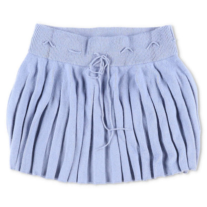 DANIELLE GUIZIO Womens Cielo Pleated Mini Skirt Low Rise Blue Pleated L RRP 150
