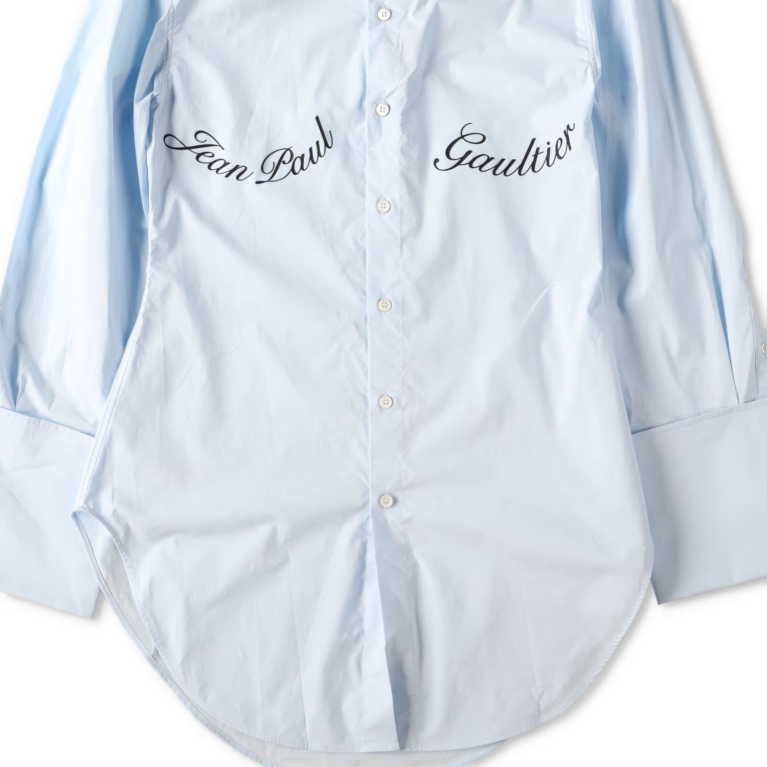 JEAN PAUL GAULTIER Womens Shirt Stretch Poplin Logo Transfer Print M RRP 440 — View 2