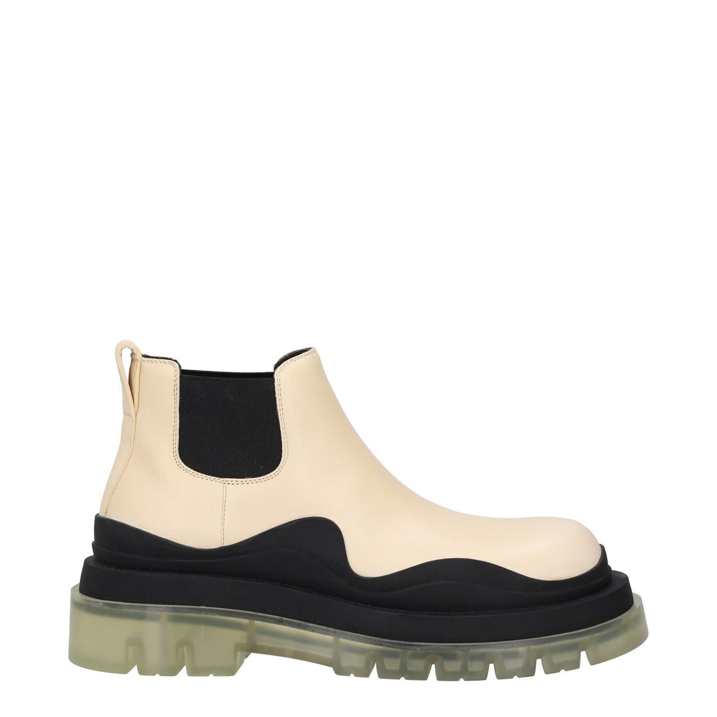 BOTTEGA VENETA Womens Chelsea Boot Beige Black Leather Mid Heel UK 7 RRP 1080