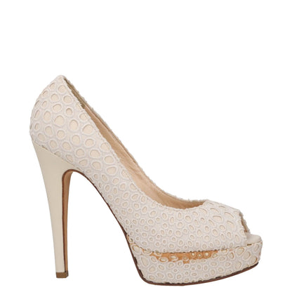 BLUMARINE Womens Platform Heels Beige Cut Out Peep Toe Stiletto UK 4 RRP 150