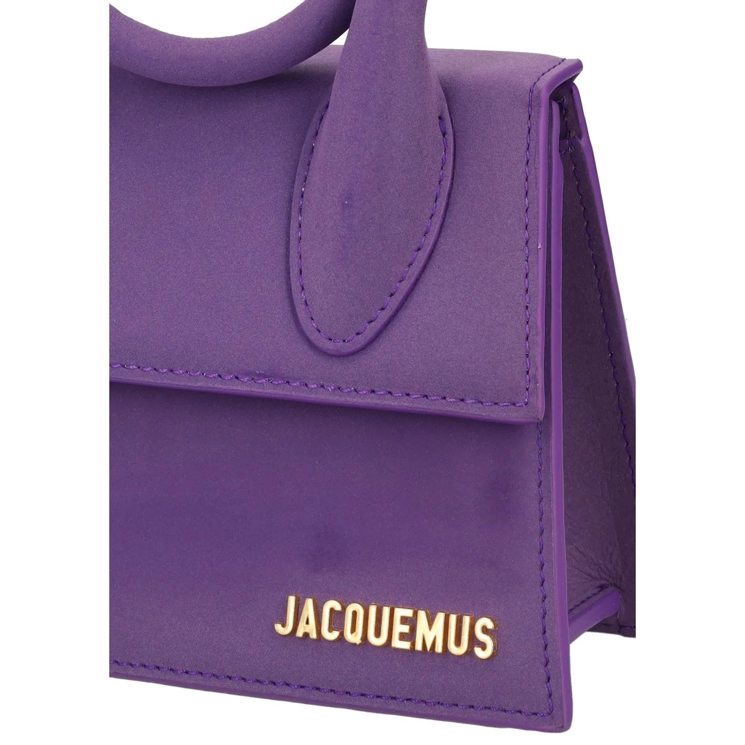 JACQUEMUS Womens Top Handle Bag Purple Leather Flat Closure Gold Accent S RRP450 — View 11
