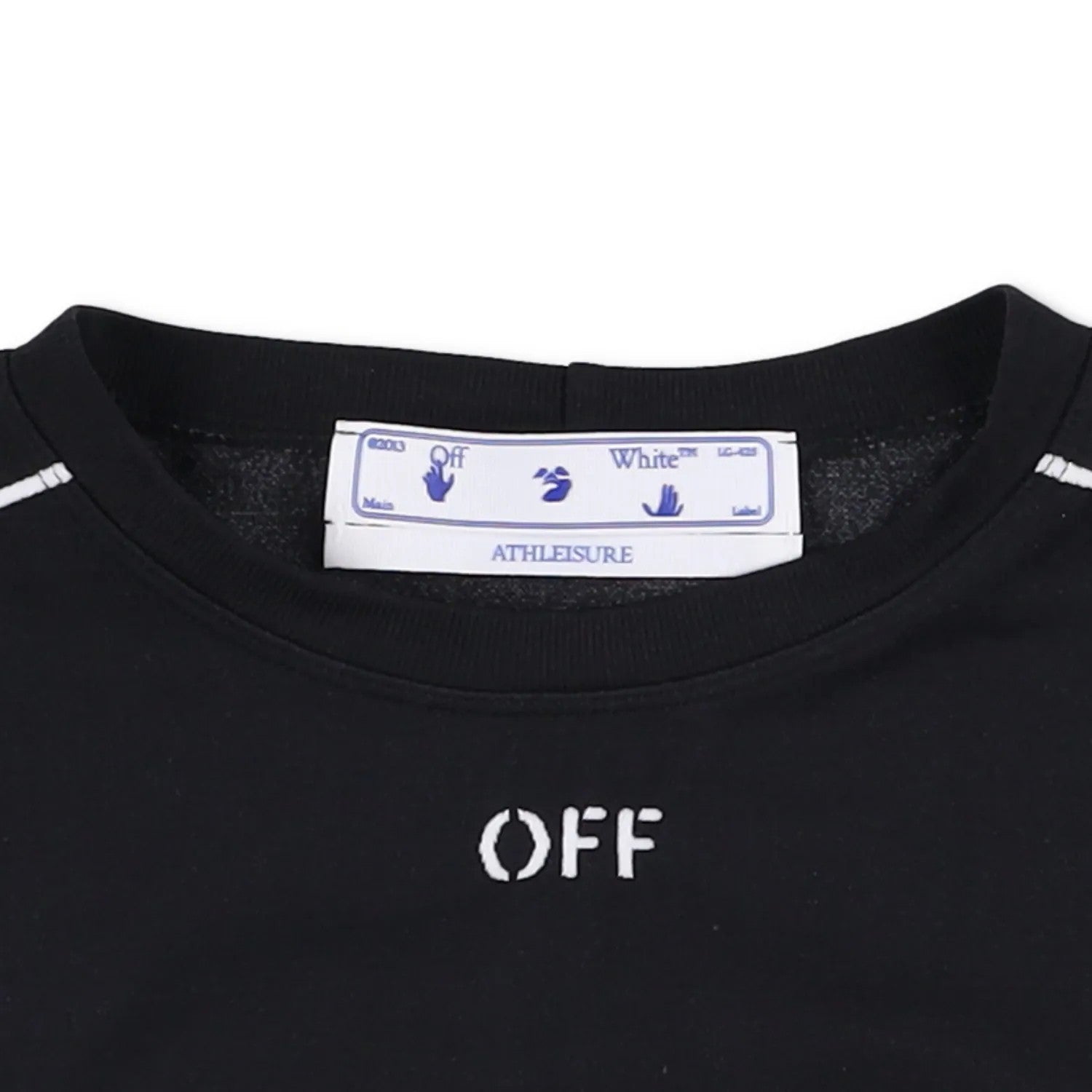 OFF-WHITE T-Shirt Black Synthetic White Striped Crew Neck Slim Fit S RRP250 — View 7