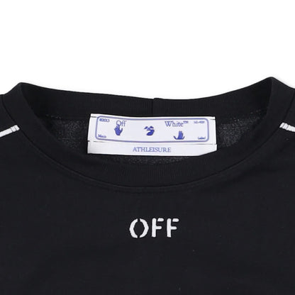 OFF-WHITE T-Shirt Black Synthetic White Striped Crew Neck Slim Fit S RRP250 — View 7