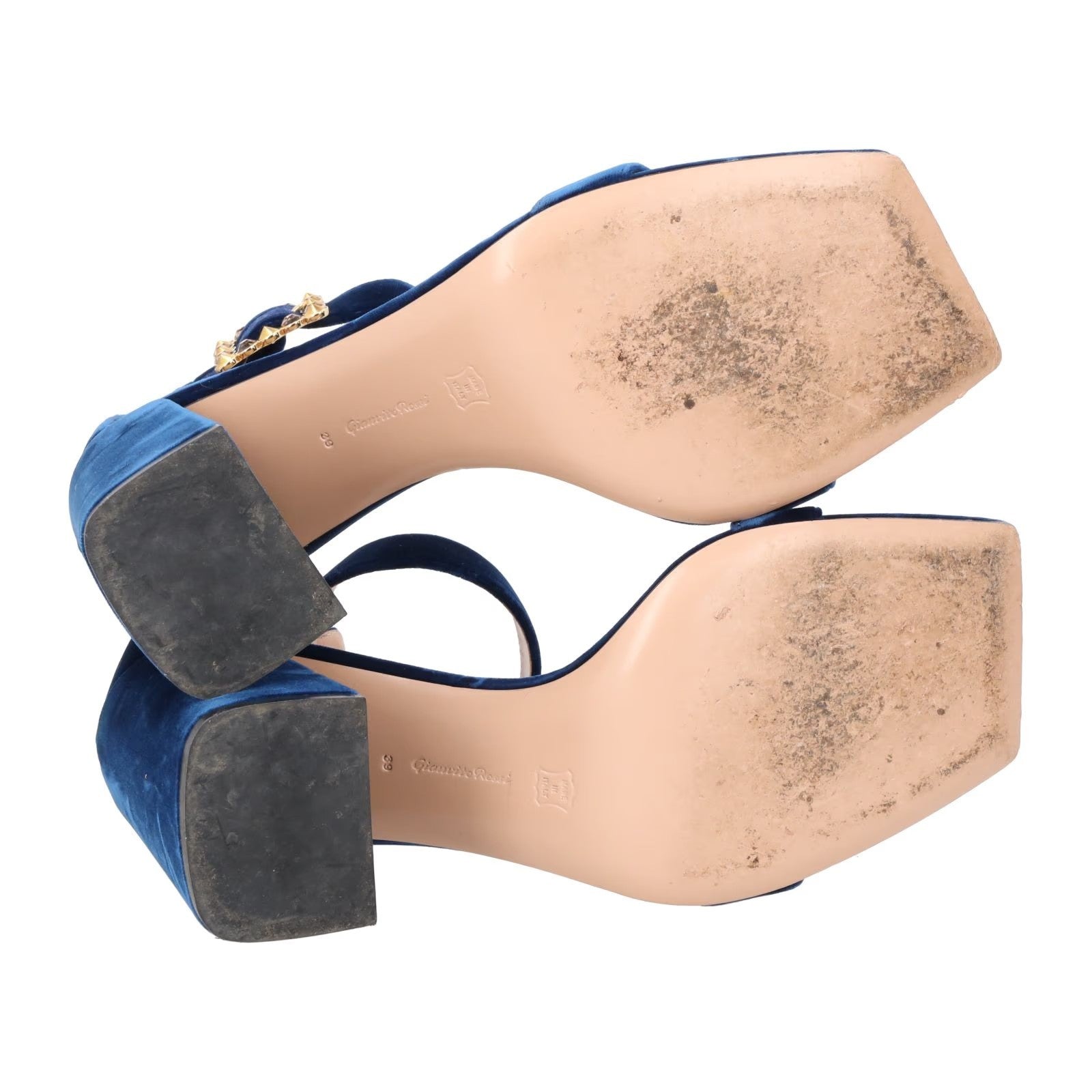 GIANVITO ROSSI Womens Sandals Strappy Blue Leather High Block Heel UK 6 RRP 910 — View 9