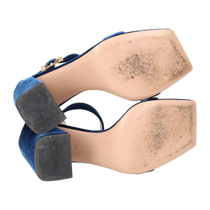 GIANVITO ROSSI Womens Sandals Strappy Blue Leather High Block Heel UK 6 RRP 910 — View 9