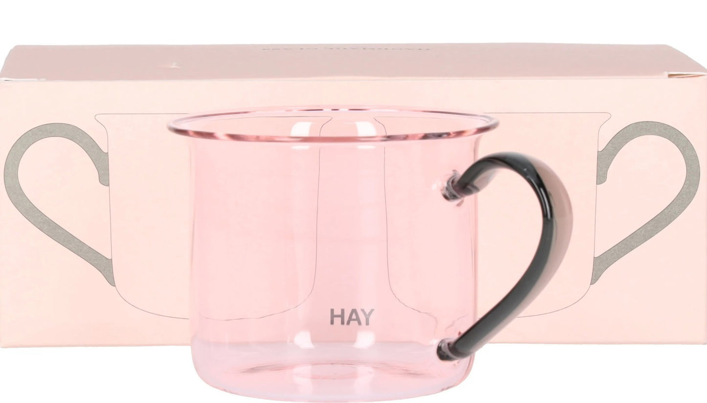 HAY 1/2 200ml Mug Pink See Through With Handle Glass Round One Size RRP 40 — View 2