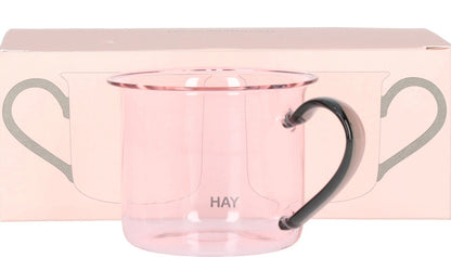 HAY 1/2 200ml Mug Pink See Through With Handle Glass Round One Size RRP 40 — View 2