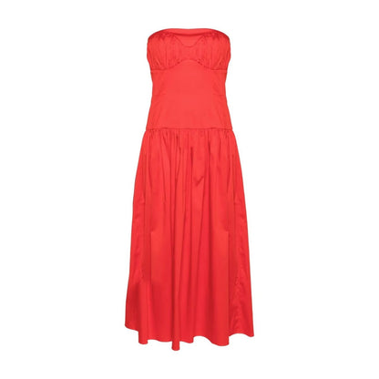 TOVE Womens Lauryn Strapless Red Midi Dress Sweetheart Neckline Size 40 RRP 635