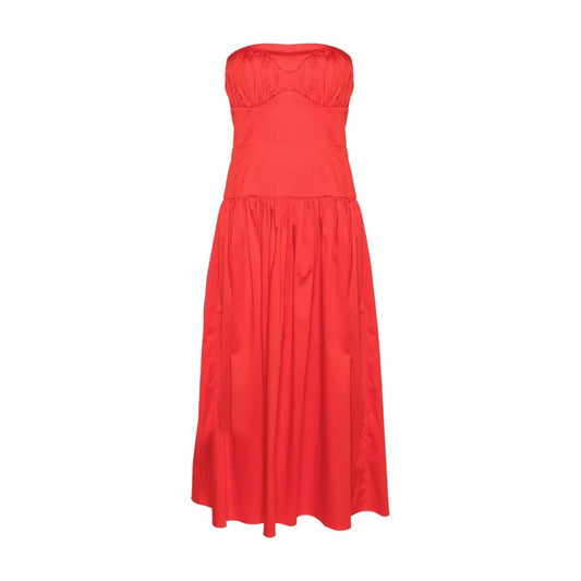 TOVE Womens Lauryn Strapless Red Midi Dress Sweetheart Neckline Size 40 RRP 635