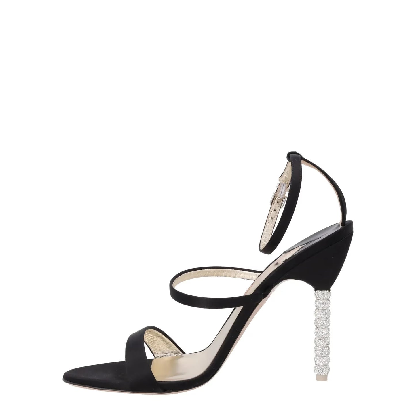 SOPHIA WEBSTER Rosalind Crystal Satin Sandals Black High Heel Buckle EU41 RRP500 — View 4