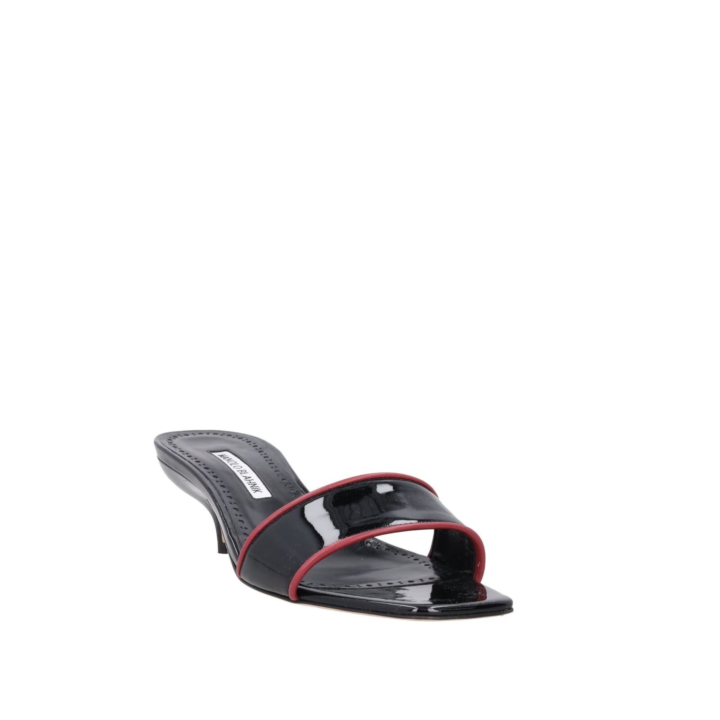 MANOLO BLAHNIK Womens Hemalmu 50 Mid Heel Mule Patent Black UK7 RRP 705 — View 2