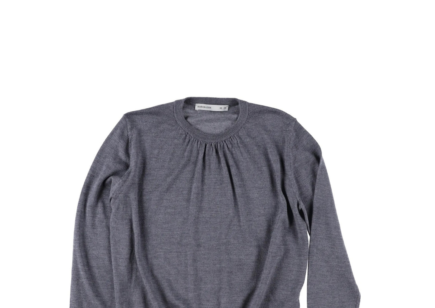 AARON ESH Mens Ruched Neck Crewneck Jumper Grey Long Sleeve Size 24 RRP 260 — View 2