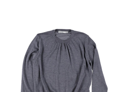 AARON ESH Mens Ruched Neck Crewneck Jumper Grey Long Sleeve Size 24 RRP 260 — View 2
