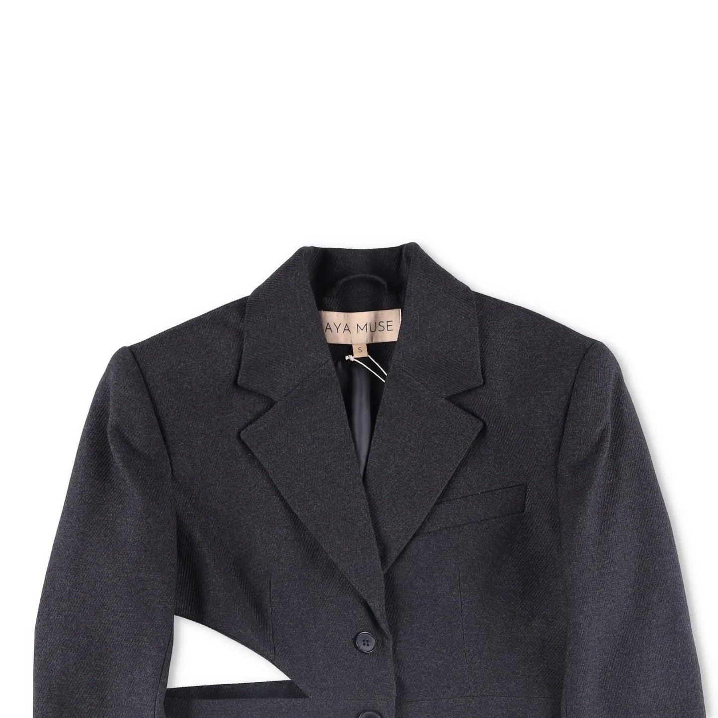 AYA MUSE Womens Black Cropped Blazer Jacket Button Accents Size S RRP 999 — View 2