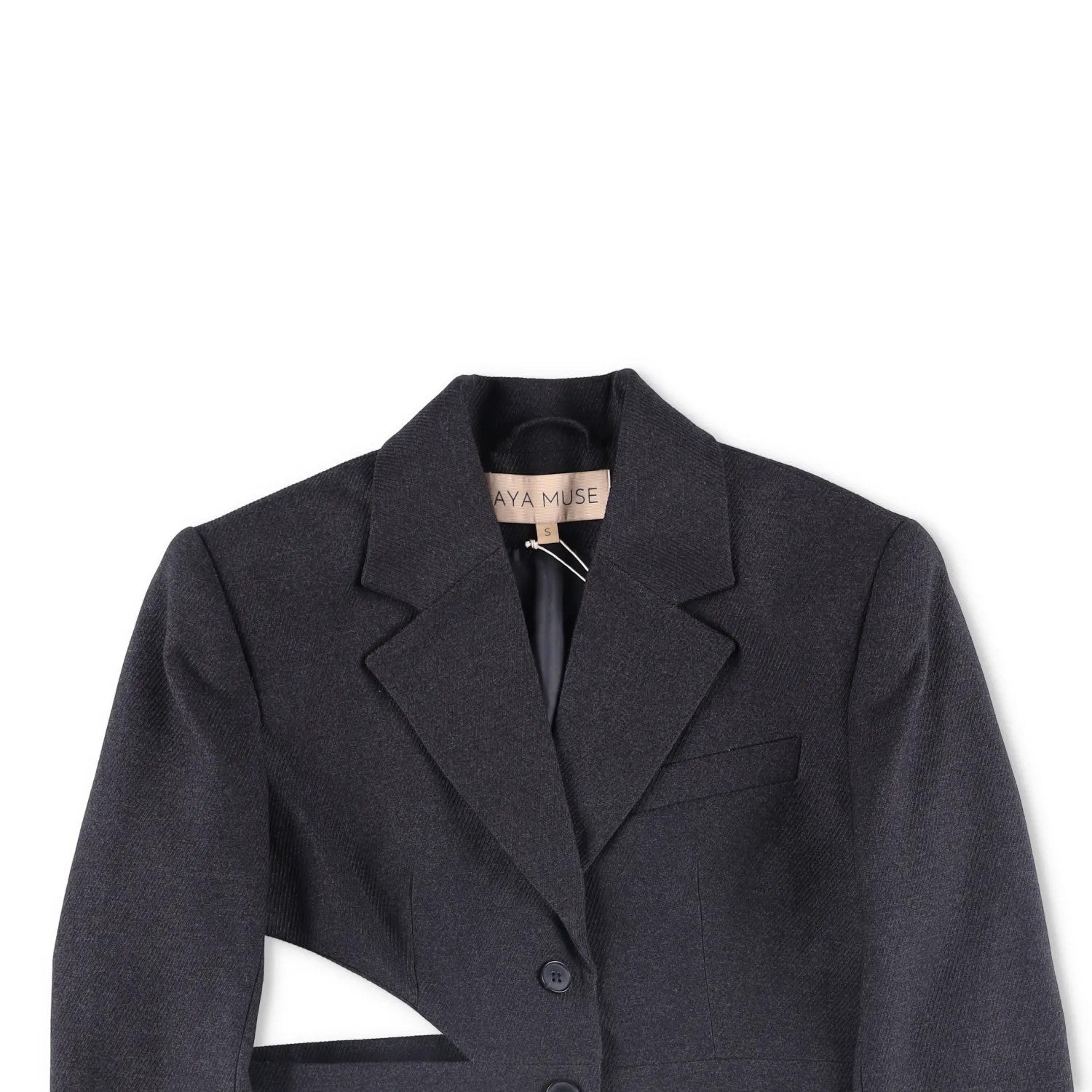 AYA MUSE Womens Black Cropped Blazer Jacket Button Accents Size S RRP 999 — View 2