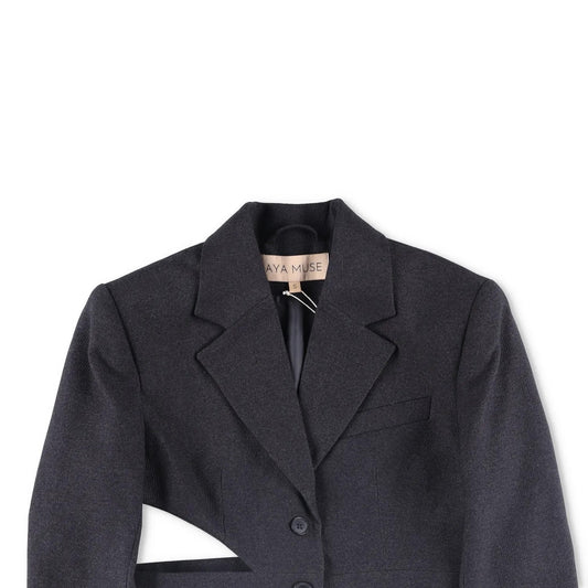 AYA MUSE Womens Black Cropped Blazer Jacket Button Accents Size S RRP 999 — View 2