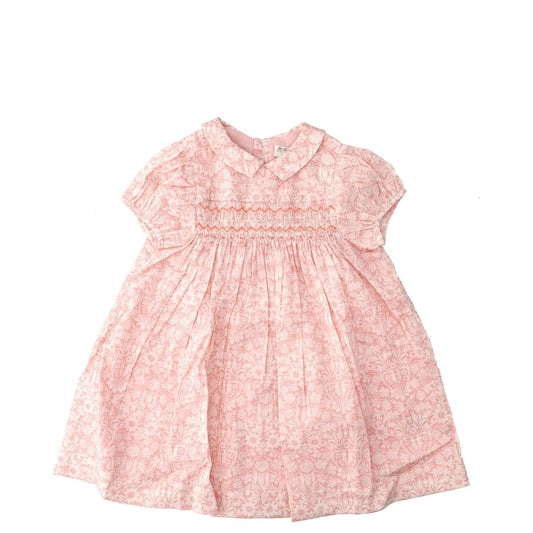 BONPOINT Baby Girl Robe Smockee Joyeuse Dress Pink Midi Floral 36 Months RRP 173