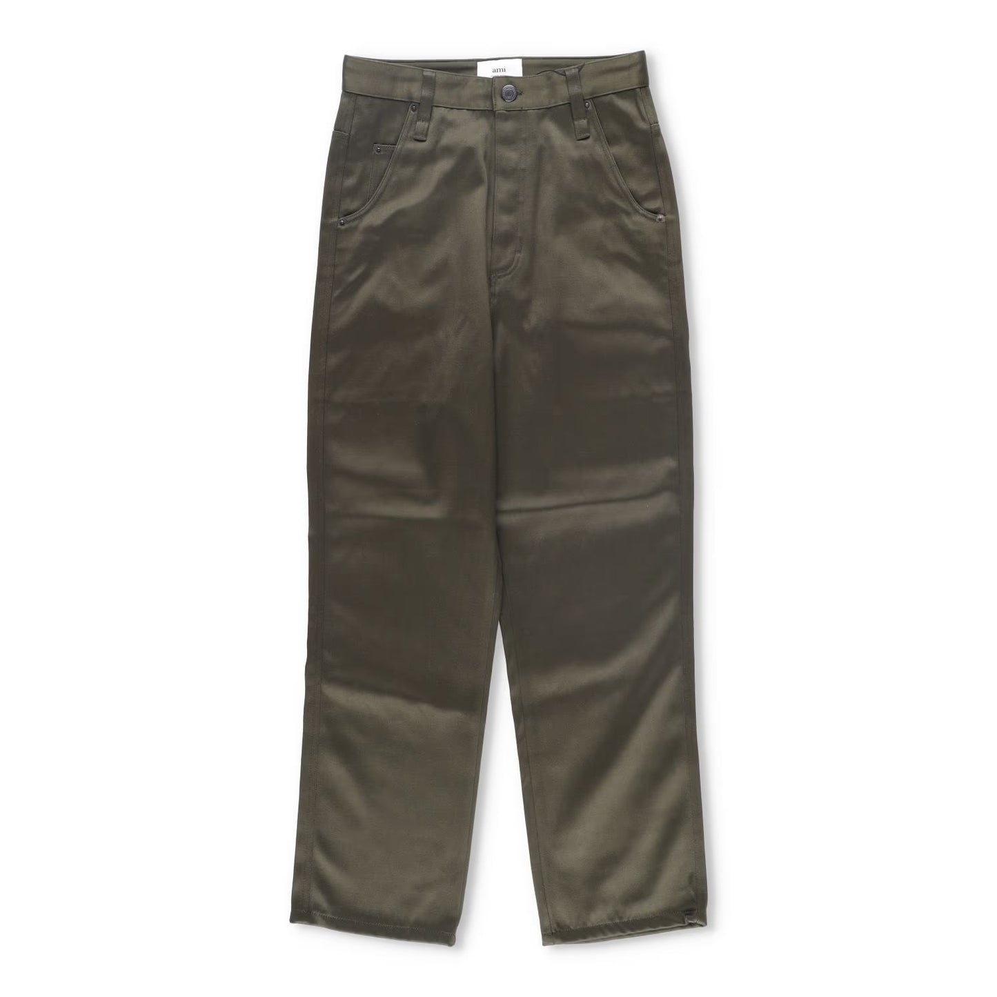 AMI Mens Trousers Green Mid Rise Straigh Leg Slash Pockets Cotton Size 27 RRP225
