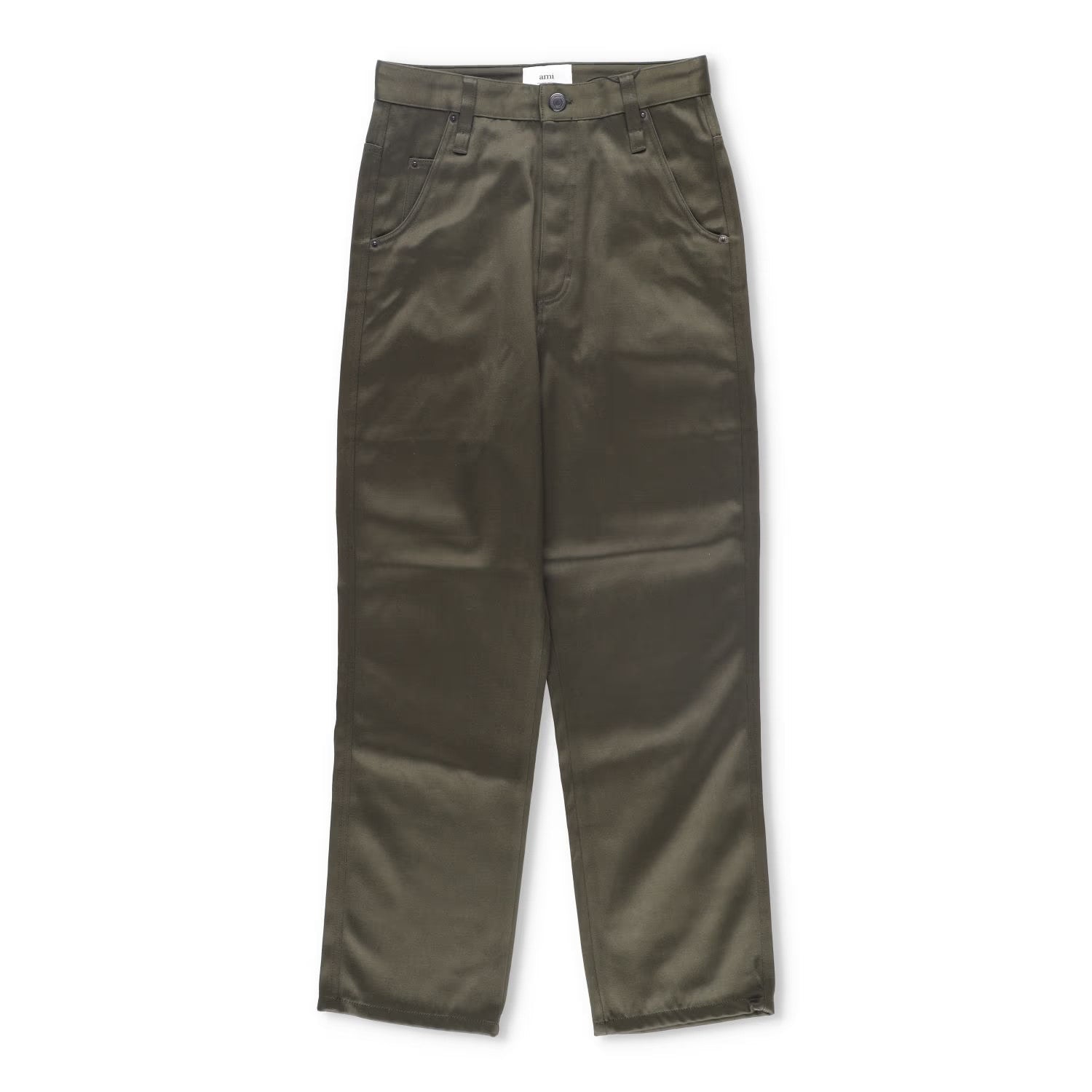 AMI Mens Trousers Green Mid Rise Straigh Leg Slash Pockets Cotton Size 27 RRP225