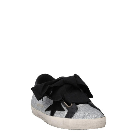 GOLDEN GOOSE Womens Trainers Silver Black White Leather Low Top UK 8 RRP 485 — View 2