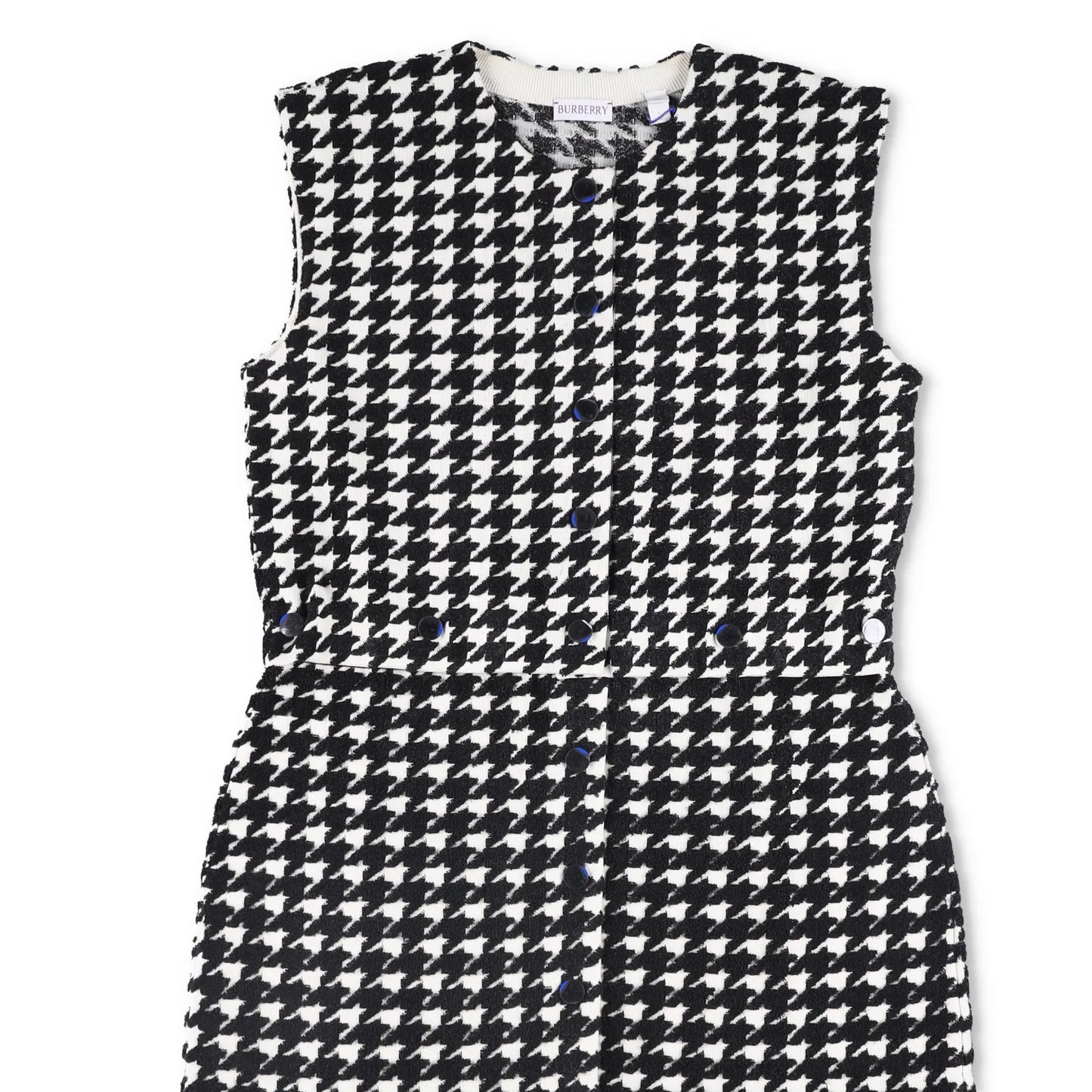 BURBERRY Womens Mini Dress Crew Neck Sleeveless Houndstooth Black L RRP 1690 — View 4