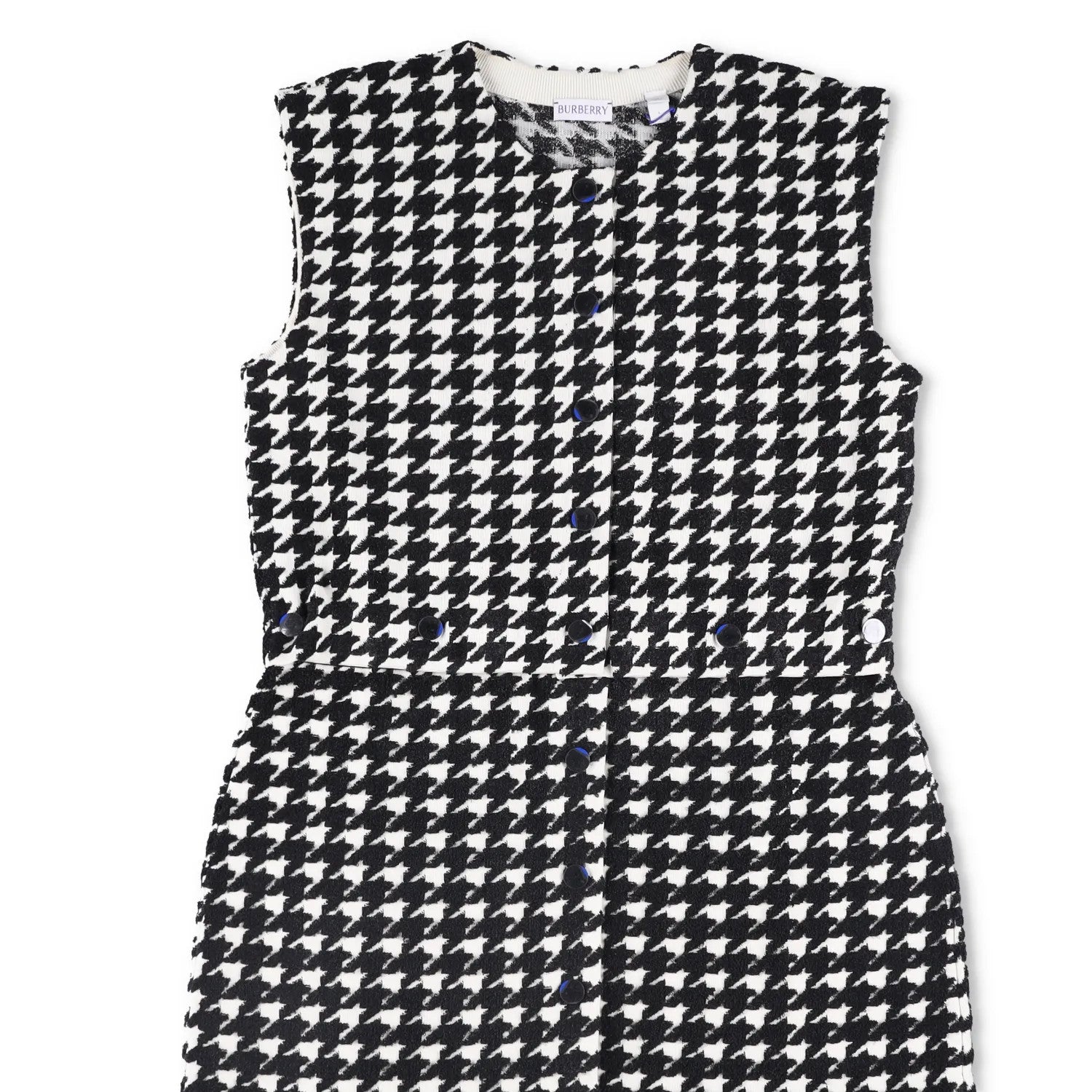 BURBERRY Womens Mini Dress Crew Neck Sleeveless Houndstooth Black L RRP 1690 — View 4
