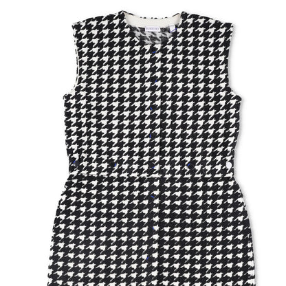 BURBERRY Womens Mini Dress Crew Neck Sleeveless Houndstooth Black L RRP 1690 — View 4