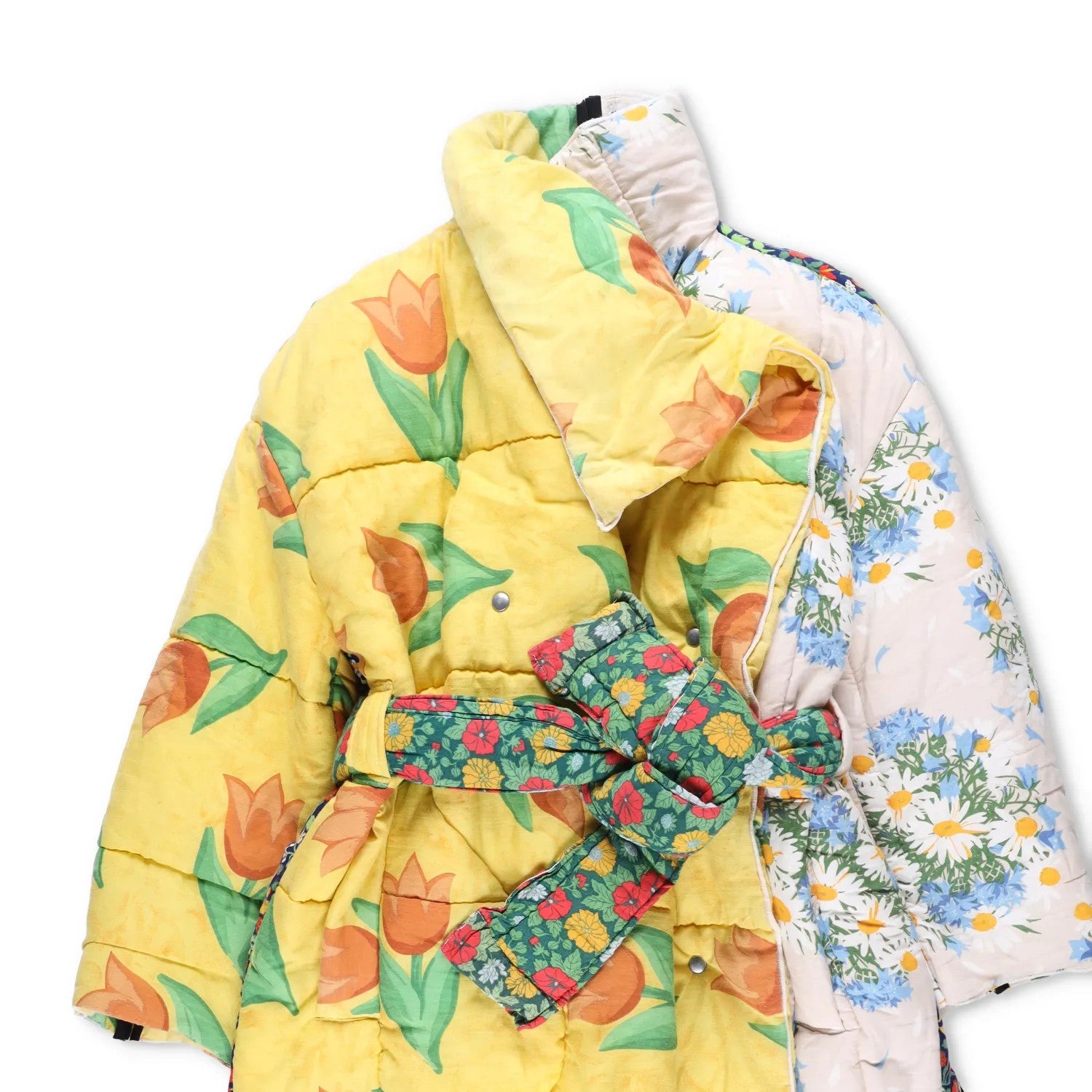 RAVEREVIEW Womens Coat Multicoloured Quilted Cotton Tie Closure One Size RRP1750 — View 2