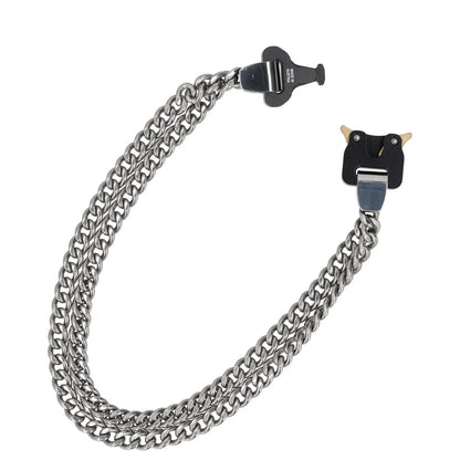 1017 ALYX 9SM Women Chain Necklace Grey Metal Stainless Steel Turn Lock S RRP400 — View 5