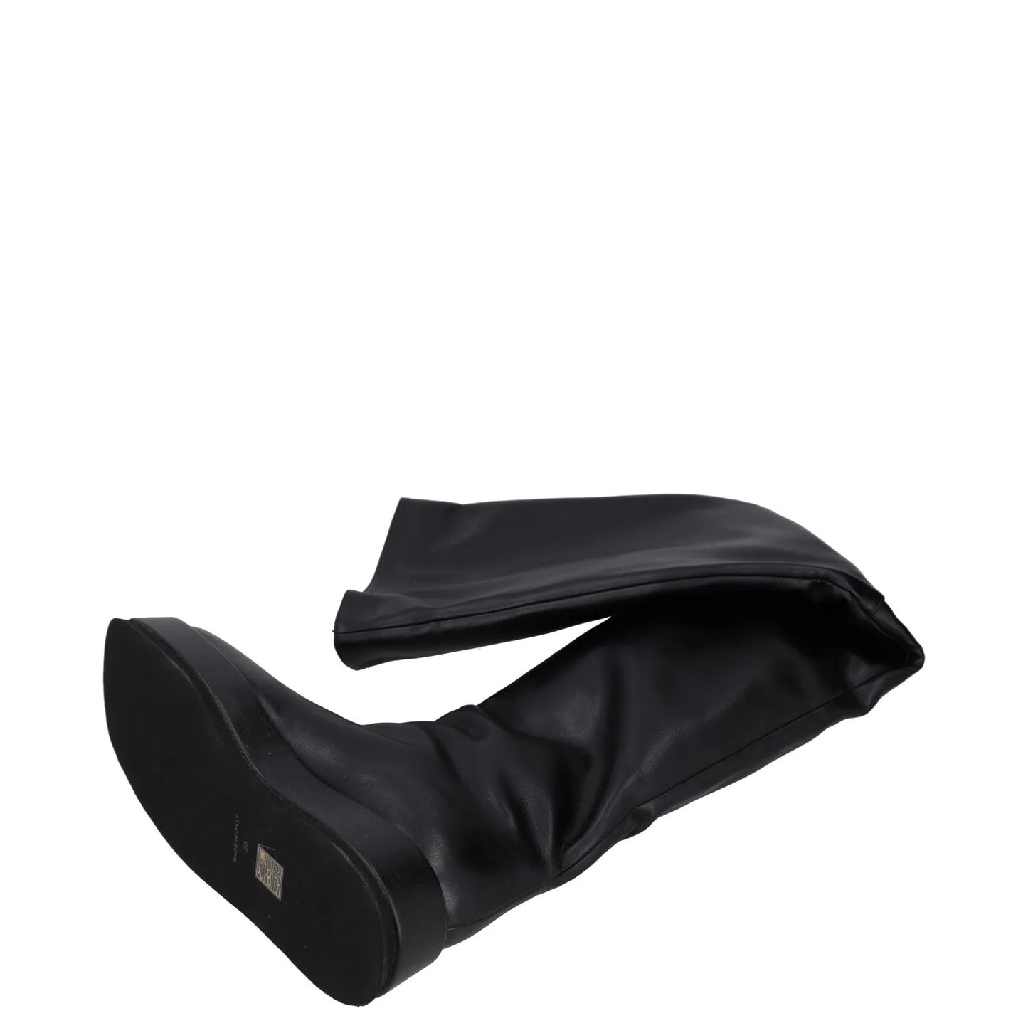 GIABORGHINI Womens Mid Thigh Boots Leather Slip On Round Flat Black UK5 RRP 650 — View 3