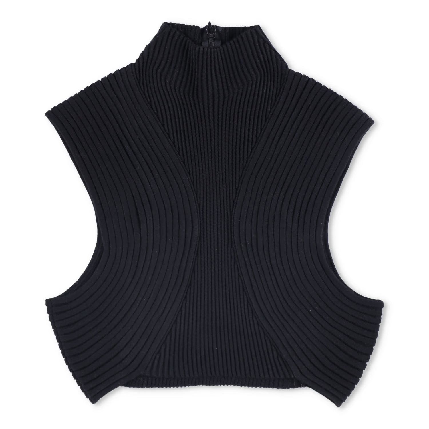 CHLOE Womens Tank Top Cropped High Neck Sleeveless Basic Black Size M RRP 600