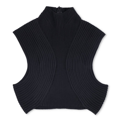 CHLOE Womens Tank Top Cropped High Neck Sleeveless Basic Black Size M RRP 600