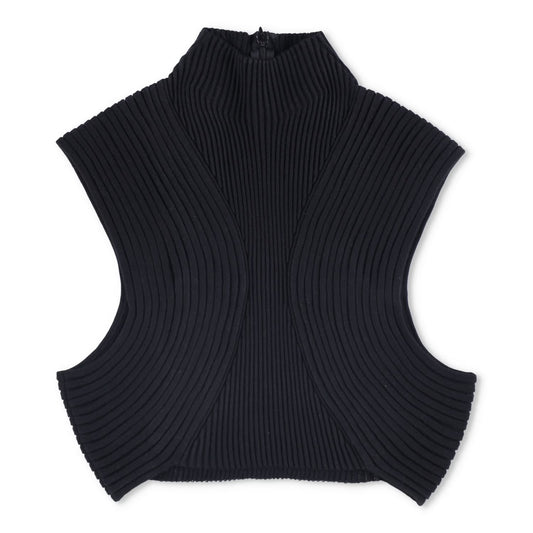 CHLOE Womens Tank Top Cropped High Neck Sleeveless Basic Black Size M RRP 600