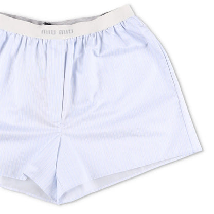 MIU MIU Womens Shorts Cotton Striped Blue White Flat Front Size 3 RRP 1050 — View 4
