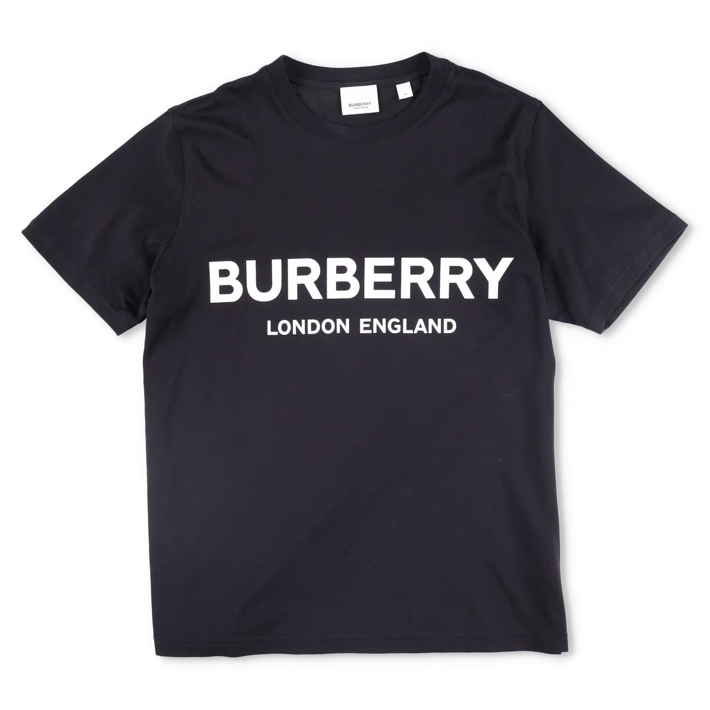 BURBERRY Womens T-Shirt Black Crew Neck Short Sleeve Large Logo Cotton M RRP 250