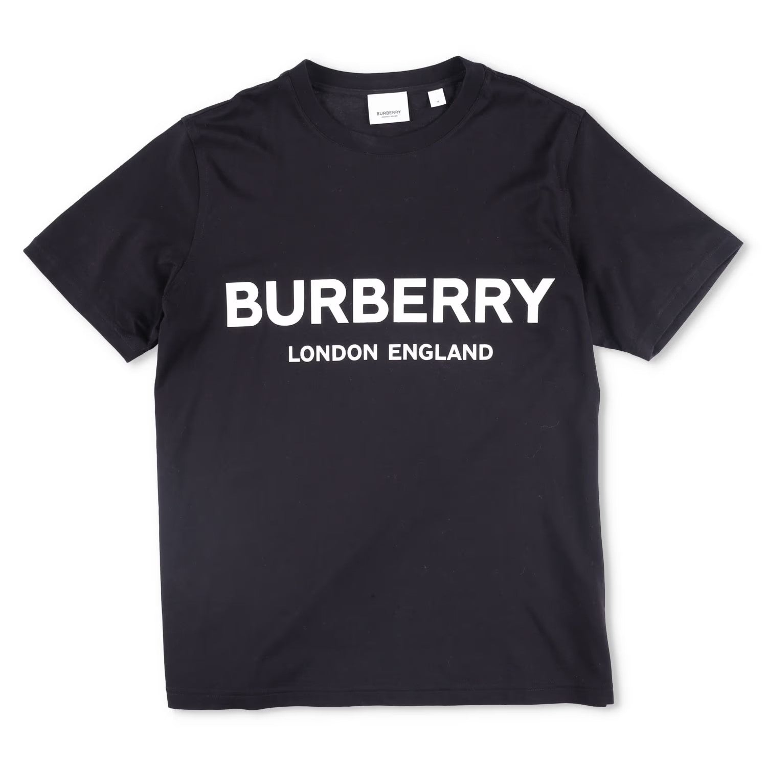 BURBERRY Womens T-Shirt Black Crew Neck Short Sleeve Large Logo Cotton M RRP 250
