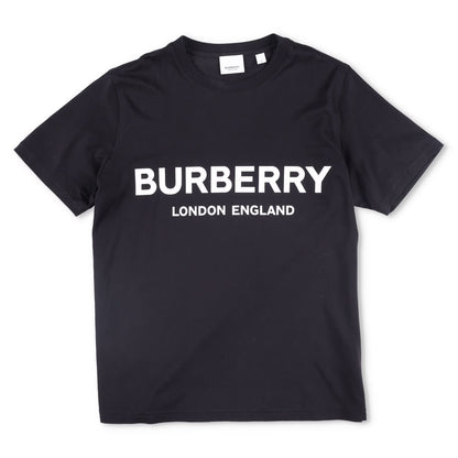 BURBERRY Womens T-Shirt Black Crew Neck Short Sleeve Large Logo Cotton M RRP 250