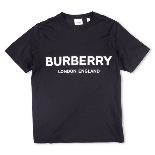 BURBERRY Womens T-Shirt Black Crew Neck Short Sleeve Large Logo Cotton M RRP 250