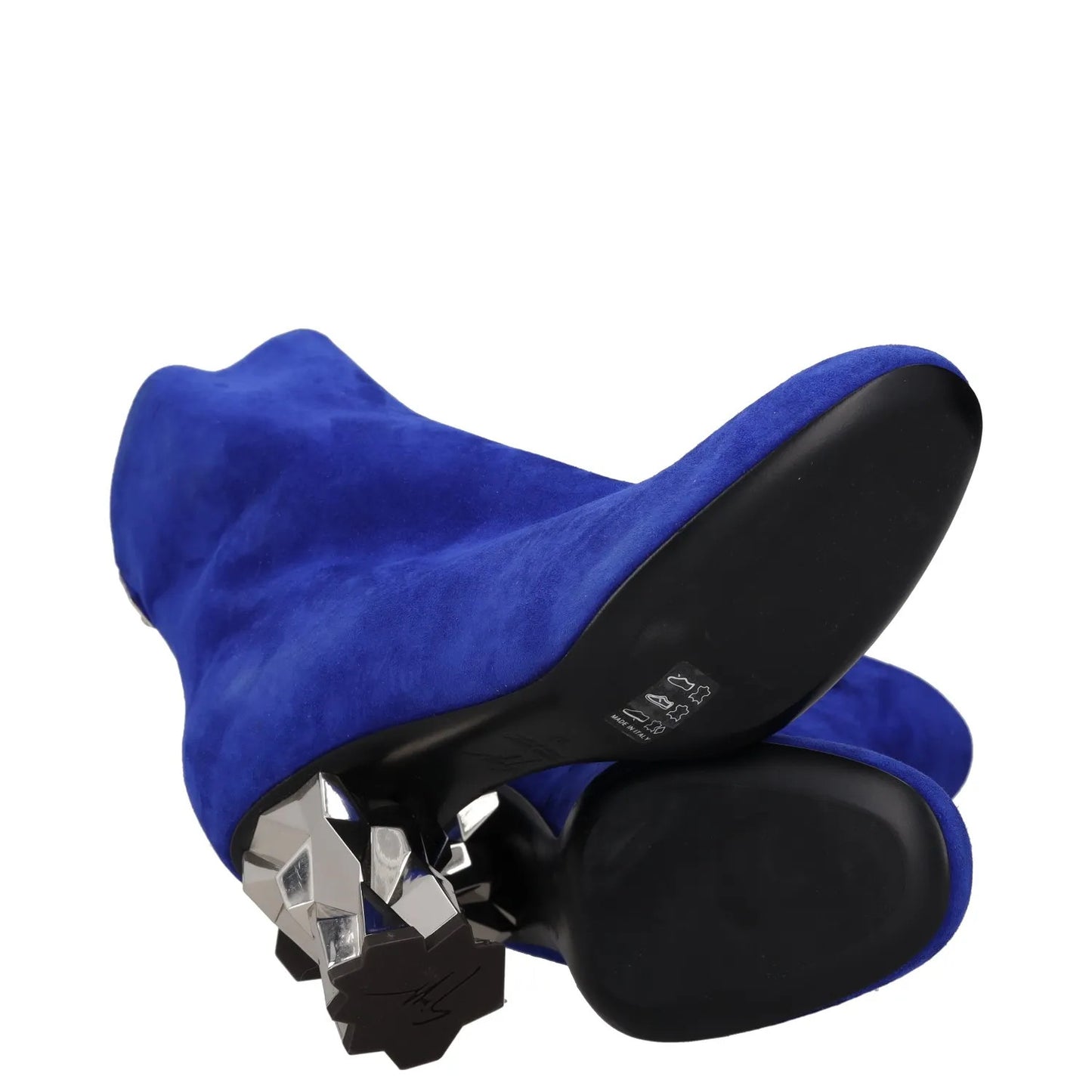 GIUSEPPE ZANOTTI Womens Ankle Boots Blue Leather Metallic Heel Zip UK 4 RRP 400 — View 8
