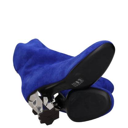 GIUSEPPE ZANOTTI Womens Ankle Boots Blue Leather Metallic Heel Zip UK 4 RRP 400 — View 8