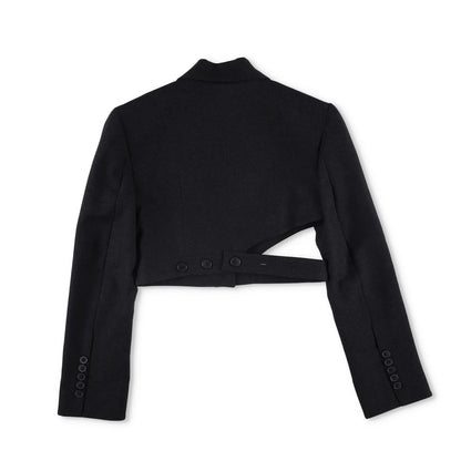 AYA MUSE Womens Black Cropped Blazer Jacket Button Accents Size S RRP 999 — View 9