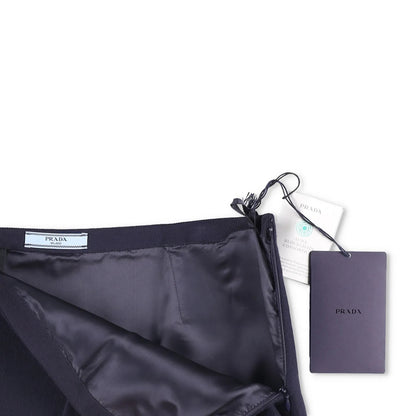 PRADA Womens Mini Skirts Navy Blue Asymmetric Wool Zip Size 42 RRP 1460 — View 4