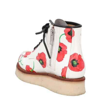 KENZO Womens Yama Lace Boots Leather Casual White Red Floral Size 38 RRP 735 — View 5