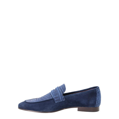 BOUGEOTTE Mens Slip On Loafers Suede Leather Almond Toe Blue UK 7 RRP 1955 — View 4