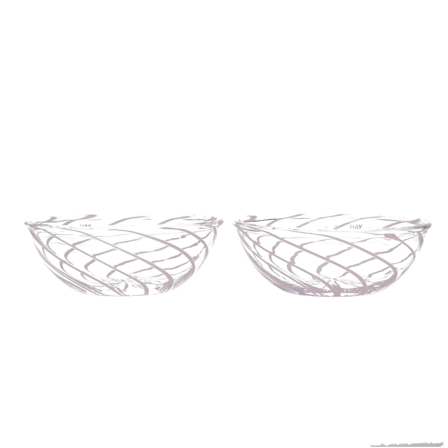 HAY Pink Glass Bowl Set Swirl Pattern Smooth Finish Modern Dining RRP 60 — View 10