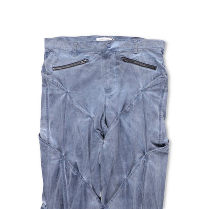 JUNTAE KIM Mens Gather-Twisted Dye Shell Trousers Blue Straight Leg L RRP 720 — View 2